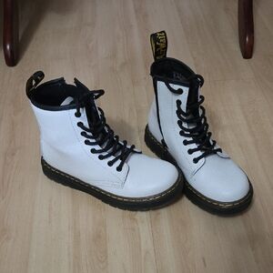 Youth Dr. Martens White Boots with Black Laces